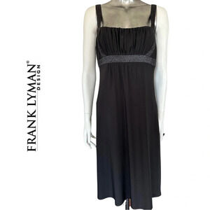 Frank  Lyman Black MIDI Dress Fit and Flare Empire Black Sparkle Accent Size 8